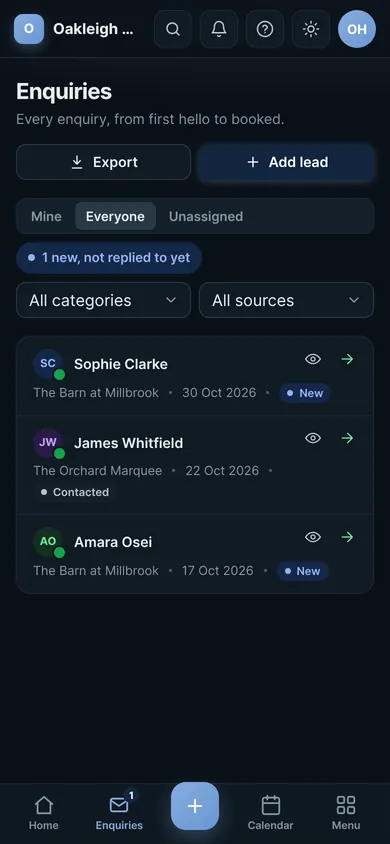 Enquiries on a phone